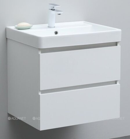 Aquanet 362546 Тумба Вега 60 (Ирис T) 2 ящ. цв. белый глянец (362546)