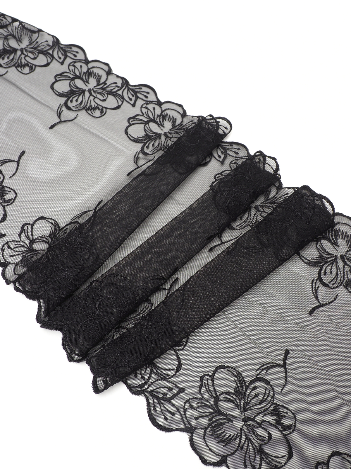 Кружево вышивка на сетке черная неэластичная ширина 20 см