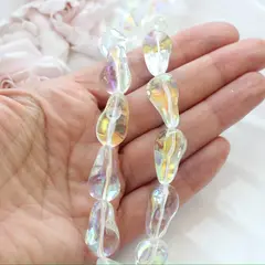 Бусины стеклянные, прозрачный с переливами, фриформ 22*13 мм, 1 бусина, МК039