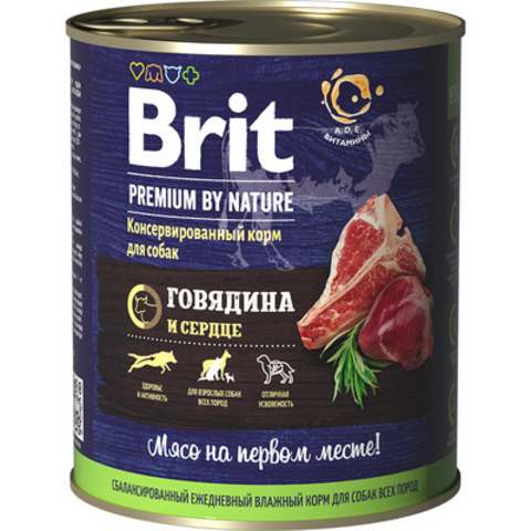 Brit Premium by Nature консервы для собак (говядина и сердце) 850г