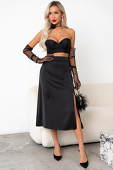 Юбка с разрезом (черный) Юб11-20/4 Nikol