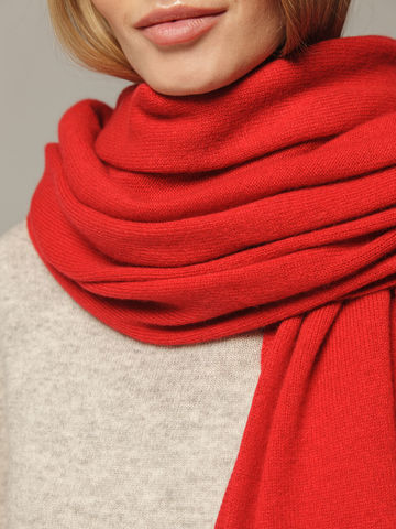 Женский шарф красного цвета из 100% кашемира - фото 3