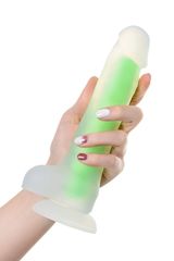 Прозрачно-зеленый фаллоимитатор, светящийся в темноте, Clark Glow - 22 см. - 