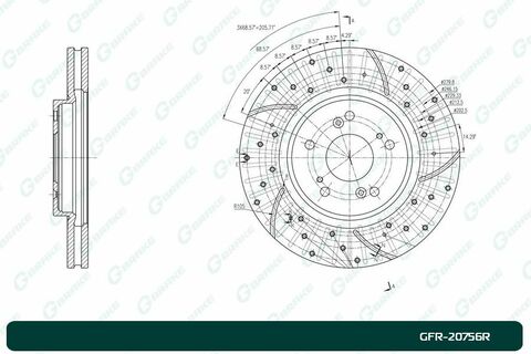 Диск тормозной перфорированный вентилируемый G-brake GFR-20756R правый