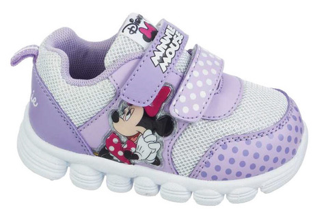 Кроссовки Минни Маус (Minnie Mouse) на липучках для девочек, цвет сиреневый. Изображение 1 из 8.