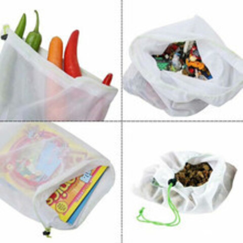 Многоразовые сетчатые мешки для покупки и хранения фруктов и овощей
