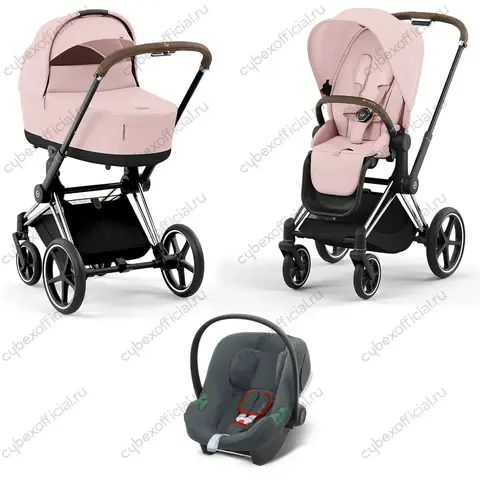 Детская коляска Cybex Priam IV 3 в 1 Peach Pink (Aton B i-Size)