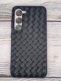 Чехол из эко-кожи KEEPHONE плетенный для Samsung S23 Plus (Черный)