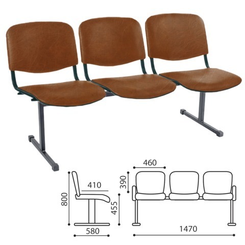 Кресло для посетителей трехсекционное 