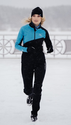Утеплённый лыжный костюм женский NORDSKI Premium с высокой спинкой бирюзово-голубой