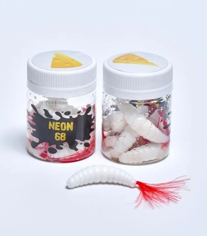 NEON 68 Maggot fly 33 мм (6 шт) БЕЛЫЙ-КРАСНЫЙ продажа от 2 шт.