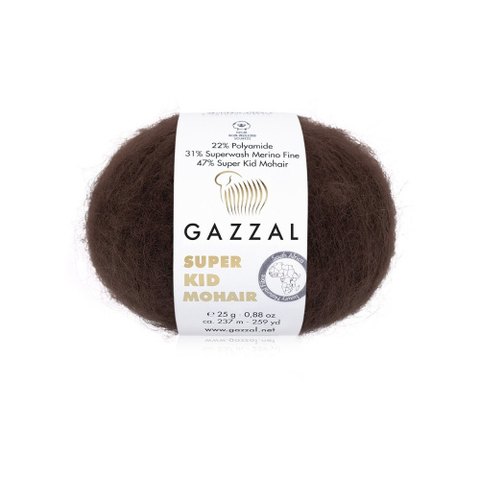 Пряжа Gazzal Super Kid Mohair 64426 шоколад (уп.5 мотков)