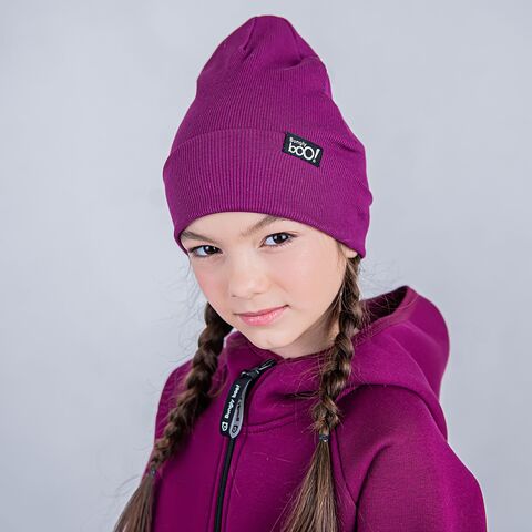 Two-ply turn-up jersey hat - Plum