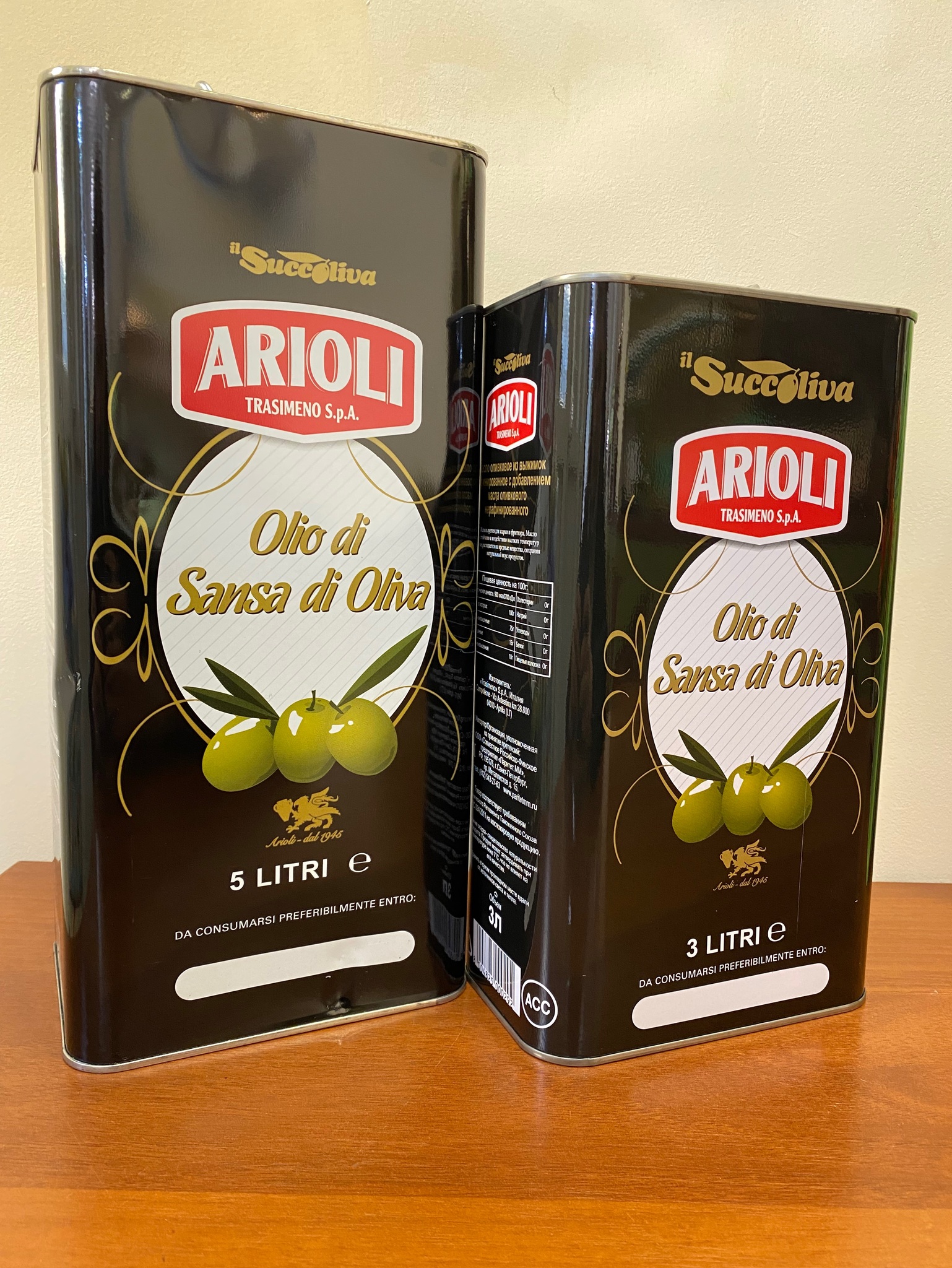 Оливковое масло ARIOLI Pomace Для жарки Рафинированное 5 литров в жестяной  банке-канистре Италия