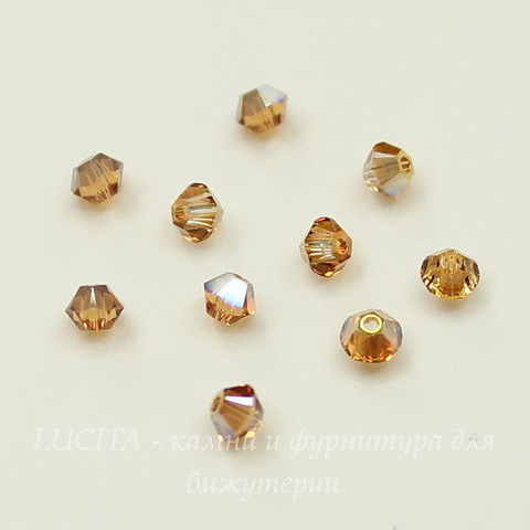 5328 Бусина - биконус Сваровски Crystal Metallic Sunshine 3 мм, 10 штук