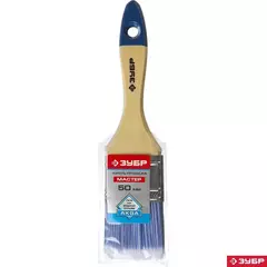 ЗУБР АКВА, 50 мм, 2?, светлая искусственная щетина, деревянная ручка, для воднодисперсионных и акриловых ЛКМ, плоская кисть (4-01007-050) (12 штук)