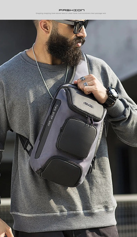 Картинка рюкзак однолямочный Bange BG-7086 grey - 11