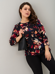 Лонгслив ЛНв-306/черный-абстракциябордо