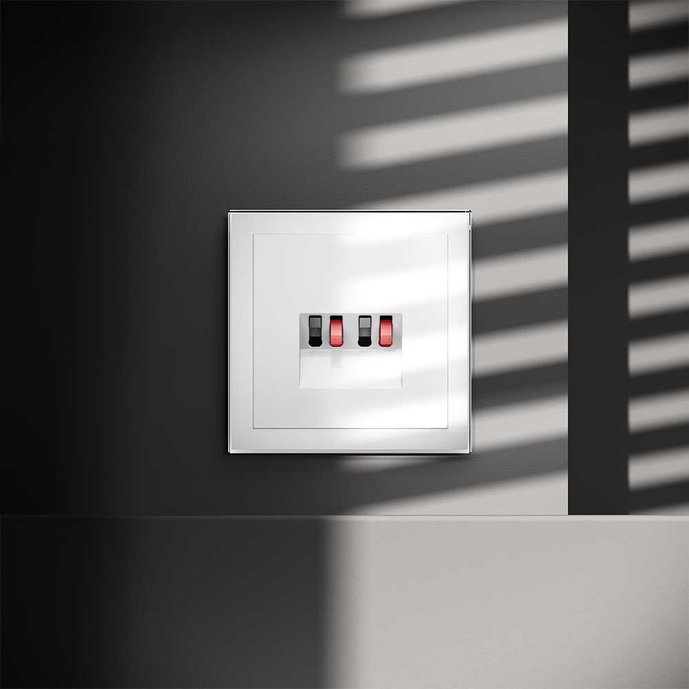 Розетка акустическая встраиваемая Voltum S70 4-местная, (белый глянцевый) VLS060301