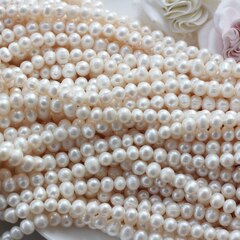 Жемчуг натуральный речной, круглый, 7-8 мм, 1 нить, Ж011