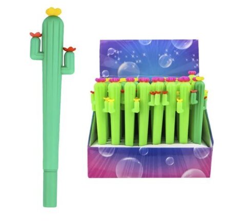 Ручка шариковая синяя 0,5мм Цветущий кактус PROF-PRESS