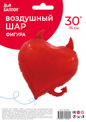 К Фигура, Сердце, Чертенок, Красный, 30''/76 см, 1 шт.