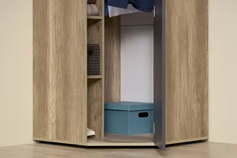 Шкаф угловой Вегас ШКУ-01 дуб каньон / графит