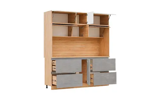 ЛДСП Кухня Карина Центральная секция 2000 (Белый глянцевый/Бетон светлый, сонома)