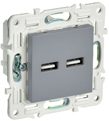 SKANDY Роз. USB A+A 3,1А SK-R15Gr сер. IEK