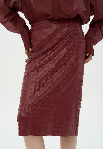 Юбка из перфорированной эко-кожи Лия