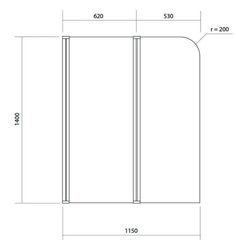 Шторка стеклянная для ванн CERSANIT EASY 140x115 двойная прозрачная