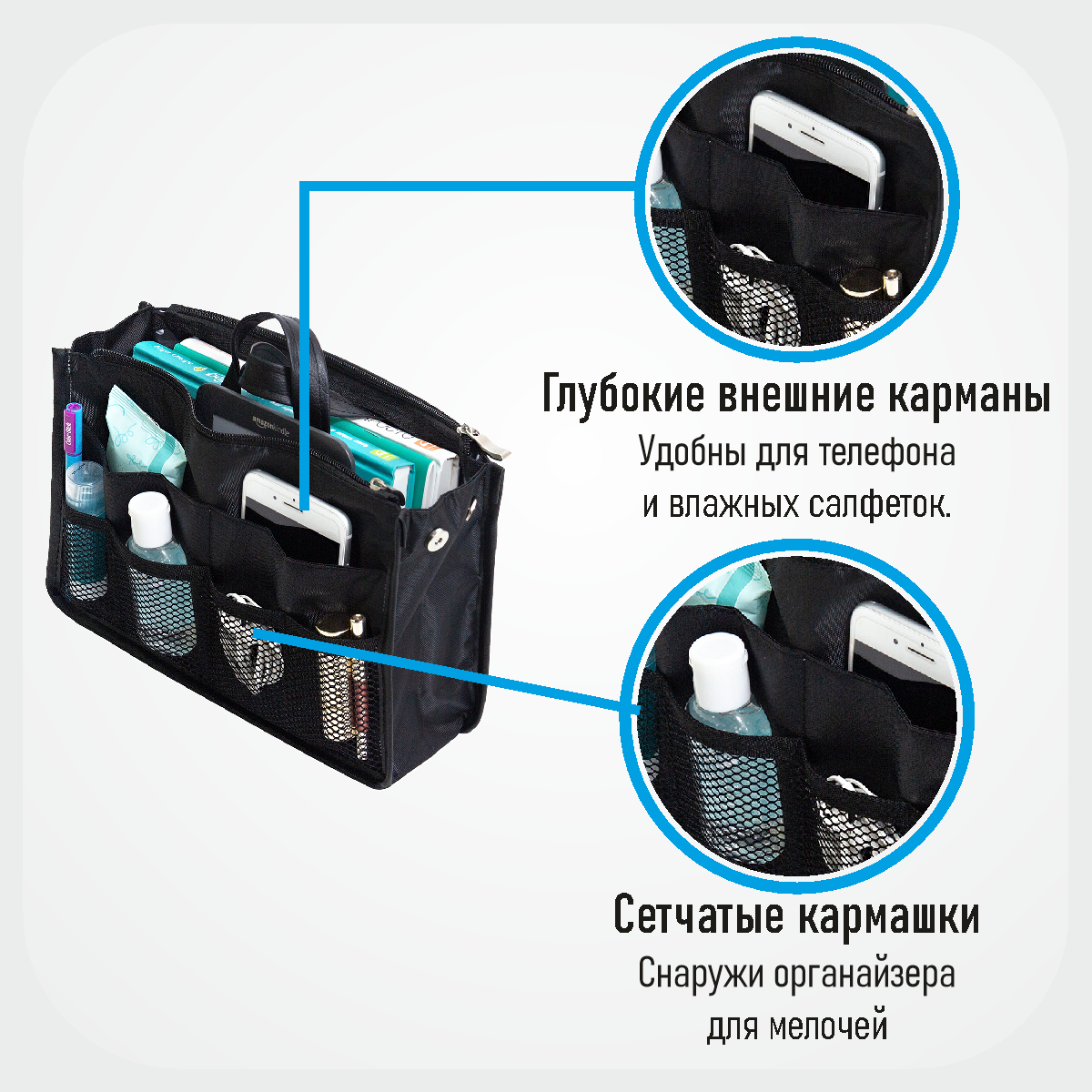 Органайзер для сумки SOFIA 29х19х8 см, черный