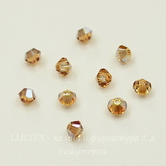 5328 Бусина - биконус Сваровски Crystal Metallic Sunshine 3 мм, 10 штук