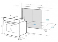 Встраиваемый духовой шкаф Midea MO581DB схема встраивания