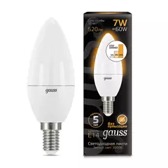 Лампа Gauss LED Candle 7W E14 520lm 3000K шаг. диммирование 103101107-S