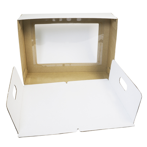 Коробка для торта 30*40*12 см, квадратное окно(самолет)