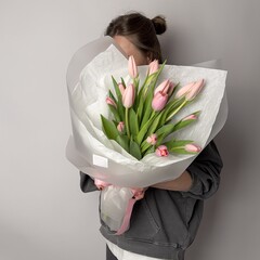 Монобукет из розовых тюльпанов