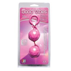 Розовые вагинальные шарики с рельефом GOOD VIBES ROTO BALLS - 