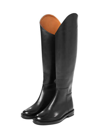 Сапоги-трубы из натуральной кожи черный