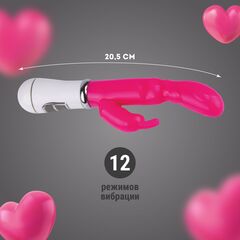 Розовый силиконовый вибратор-кролик - 20,5 см. - 
