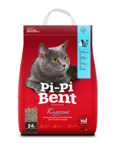 Pi Pi Bent классик наполнитель комкующийся (крафт пакет) 20% бесплатно 12кг*28л