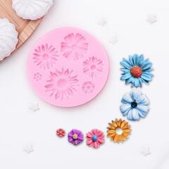 Молд силиконовый «Цветы», 8х1 см, цвет МИКС