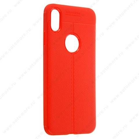 Накладка Carbon 360 силиконовая с кожаными вставками для Apple iPhone XS Max красный