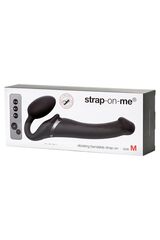 Черный безремневой вибрострапон Silicone Bendable Strap-On M - 