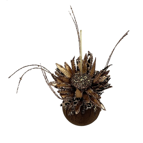 Шар-подсолнух 10см ChristmasDeLuxe premium collection коричневый