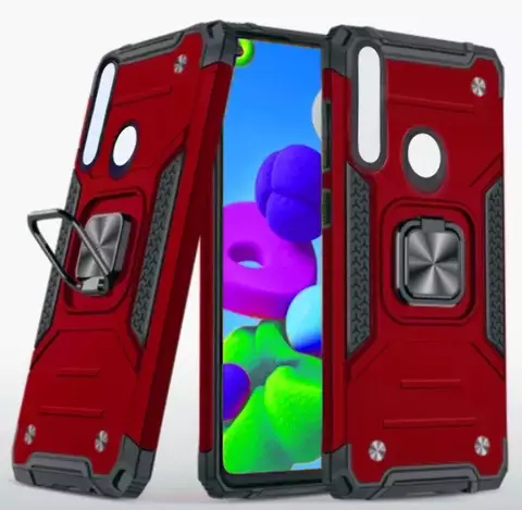 Противоударный чехол Strong Armour Case с кольцом для Huawei Y6р (Красный)