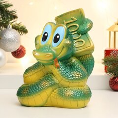 Копилка "Змея с пачкой денег" зеленая, 20 см.