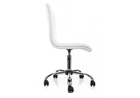 Офисное кресло для персонала и руководителя Компьютерный стул Midl белый 40*40*90 Хромированный металл /Белый кожзам