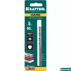 KRAFTOOL Hard, 5 х 90 мм, тв.сплав ВС5, сверло специальное по твёрдым материалам (29177-090-5)