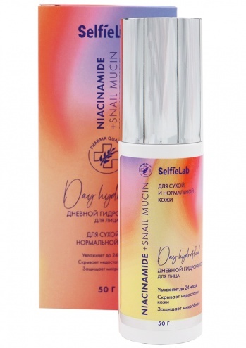 SelfieLab Niacinamide+ Гидрофлюид дневной Niacinamide +Snail mucin  50мл